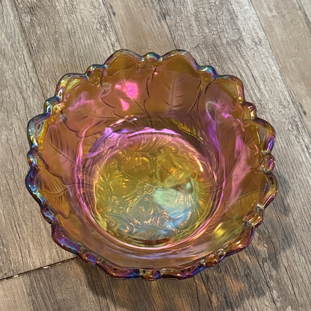 Vintage carnival glass amber color Decorative Glass Bowl - Home Art